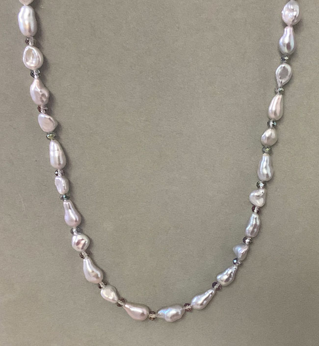 Pearl Platinum Keshi Pearls with Swarovski Crystals IMG_0235